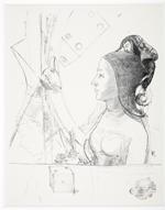 Odilon Redon, La Femme au hennin, 1898. Projet d’illustration pour Un coup de dés jamais n’abolira le hasard de S. Mallarmé. Lithographie, 32,4x25 cm, Inv. 987.1.1, Coll. MDSM, Vulaines-sur-Seine 