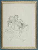 Berthe Morisot, Portrait de Julie Manet et Paule Gobillard, crayon sur papier
