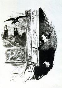 Illustration d'Édouard Manet pour Le Corbeau d'Edgar Poe