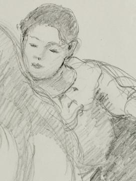 Berthe Morisot, Portrait de Julie Manet et Paule Gobillard, crayon sur papier, années 1890